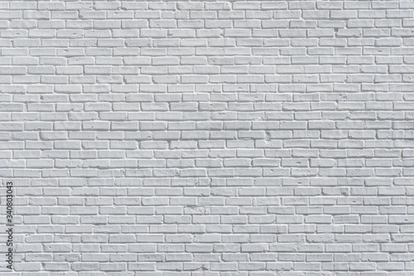Fototapeta Brick painted white wall with delicate shadows, can be used for texture or background