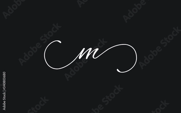 Fototapeta m Lowercase Letter Cursive Icon or Logo design, Vector Template