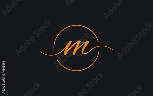 Fototapeta m Lowercase Letter Cursive Icon or Logo design, Vector Template