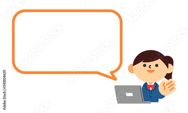 Fototapeta 学生　女の子　制服　パソコン　インターネット　フキダシ