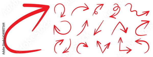 Obraz Red arrows design vector.  Doodle Marker hand drawn shapes vector illustration. 