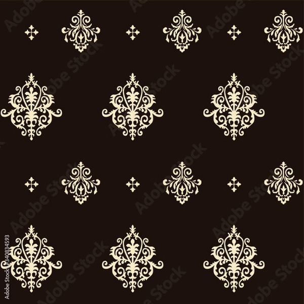 Fototapeta シンプルなオーナメントパターン　シームレス　ビンテージ壁紙　デザイン素材