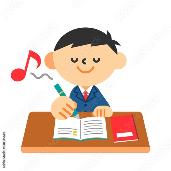 Obraz 学生　生徒　中学生　高校生　勉強　制服　男の子　安心　余裕