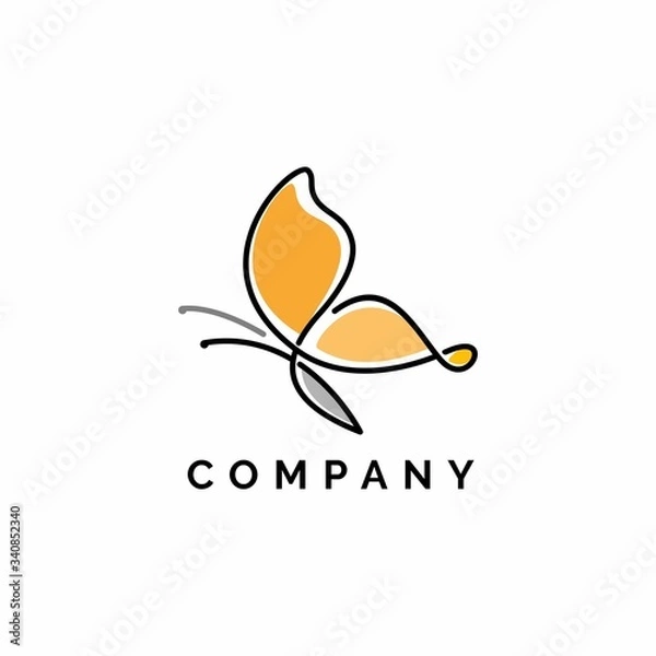 Obraz Buterfly Logo Design vector with Elegant linear and simple monoline style