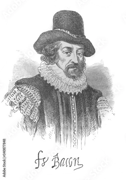 Fototapeta The Francis Bacon's portrait, an English philosopher and statesman in the old book the Great Authors, by W. Dalgleish, 1891, London