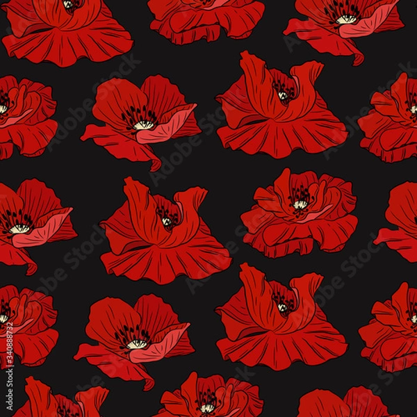 Obraz Poppy flower black pattern