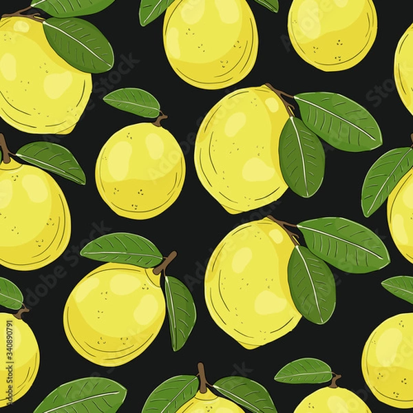 Fototapeta Lemon fruit vector black