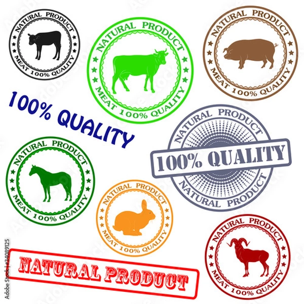 Obraz Set various rubber stamp with silhouettes of animals