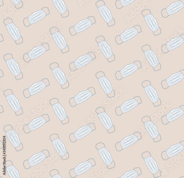 Fototapeta Seamless pattern with blue protective face masks.