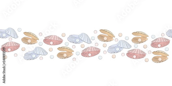 Obraz Sea shell seamless border