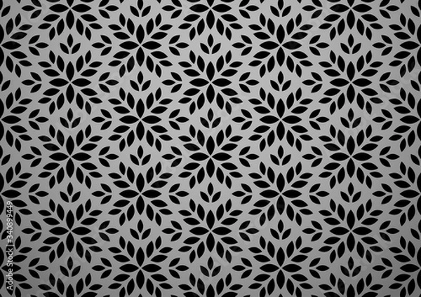 Fototapeta Flower geometric pattern. Seamless vector background. Black ornament