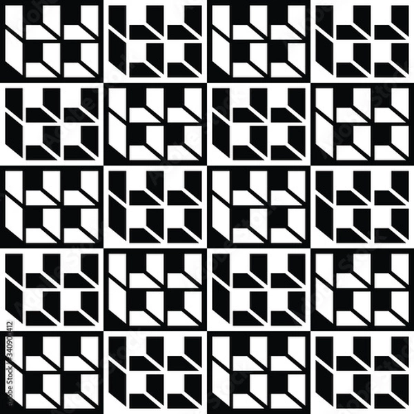 Obraz square box black and white illusion pattern