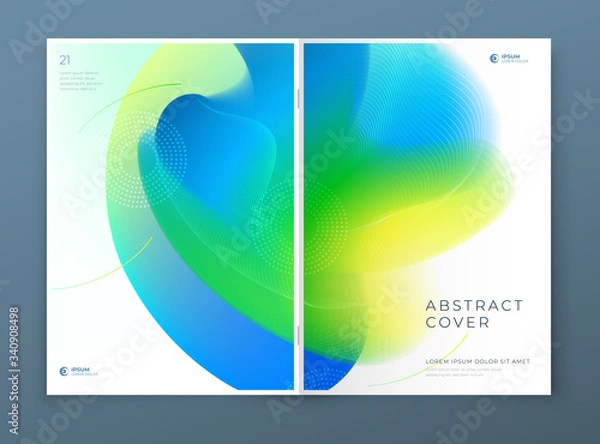 Fototapeta Liquid Abstract Cover Background Design. Fluid Dynamic Graphic Element for Modern Brochure, Banner, Poster, Flyer or Presentation Template with Line Pattern. Color Flow Frame illustration.