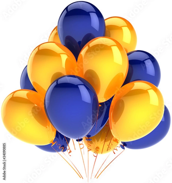 Obraz Birthday balloons party decoration multicolored yellow blue
