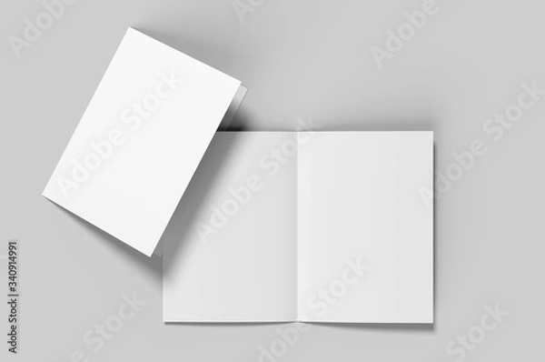 Fototapeta Blank half fold brochure template for mock up and presentation design. 3d render illustration.