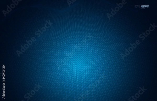 Fototapeta Abstract geometric background with digital landscape or waves. Vector futuristic illustration.