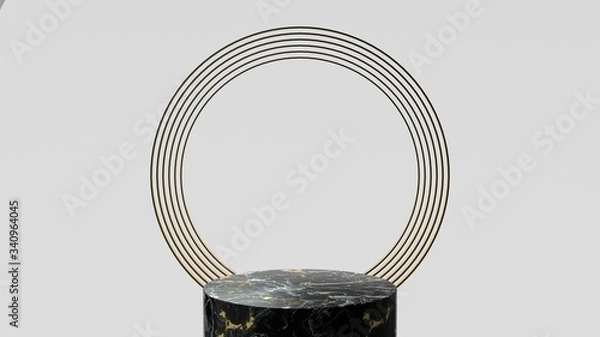 Obraz 3d render ofbackground with a pedestal and a showcase, abstract minimal concept, blank space, simple clean design, minimalist mockup