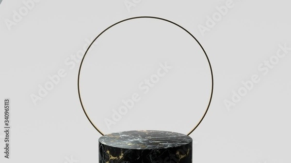 Obraz 3d render ofbackground with a pedestal and a showcase, abstract minimal concept, blank space, simple clean design, minimalist mockup