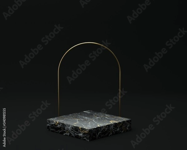 Obraz 3d render of background with a pedestal and a showcase, abstract minimal concept, blank space, simple clean design, minimalist mockup