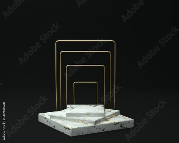 Obraz 3d render of background with a pedestal and a showcase, abstract minimal concept, blank space, simple clean design, minimalist mockup