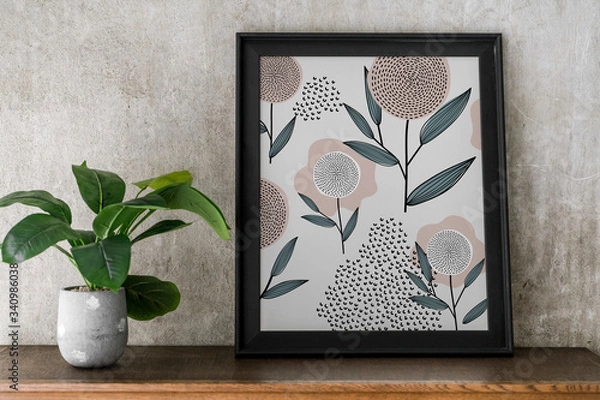 Fototapeta Black frame on a shelf