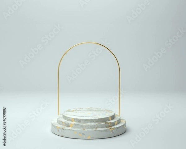 Obraz 3d render of background with a pedestal and a showcase, abstract minimal concept, blank space, simple clean design, minimalist mockup