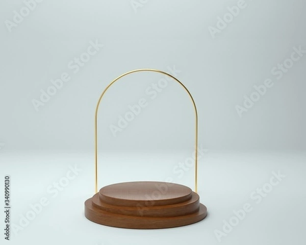 Obraz 3d render of background with a pedestal and a showcase, abstract minimal concept, blank space, simple clean design, minimalist mockup