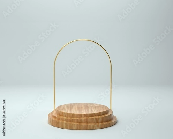 Obraz 3d render of background with a pedestal and a showcase, abstract minimal concept, blank space, simple clean design, minimalist mockup