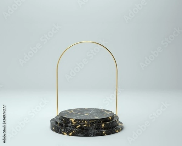 Obraz 3d render of background with a pedestal and a showcase, abstract minimal concept, blank space, simple clean design, minimalist mockup