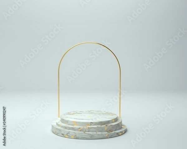 Obraz 3d render of background with a pedestal and a showcase, abstract minimal concept, blank space, simple clean design, minimalist mockup