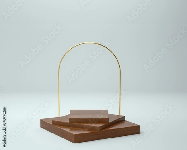 Obraz 3d render of background with a pedestal and a showcase, abstract minimal concept, blank space, simple clean design, minimalist mockup