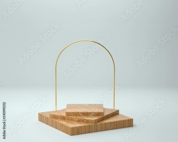 Obraz 3d render of background with a pedestal and a showcase, abstract minimal concept, blank space, simple clean design, minimalist mockup
