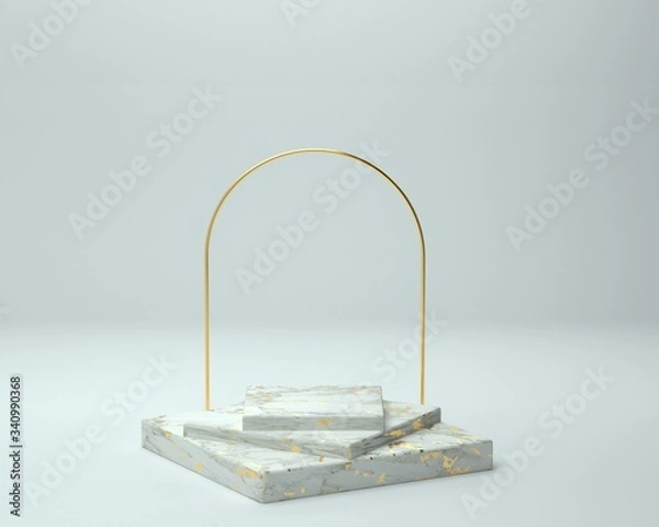 Obraz 3d render of background with a pedestal and a showcase, abstract minimal concept, blank space, simple clean design, minimalist mockup