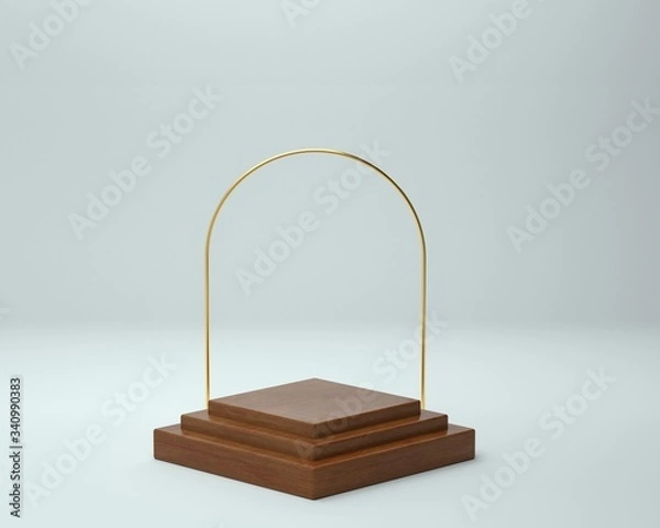 Obraz 3d render of background with a pedestal and a showcase, abstract minimal concept, blank space, simple clean design, minimalist mockup