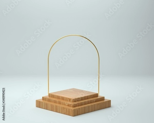 Obraz 3d render of background with a pedestal and a showcase, abstract minimal concept, blank space, simple clean design, minimalist mockup