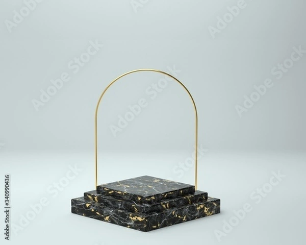 Obraz 3d render of background with a pedestal and a showcase, abstract minimal concept, blank space, simple clean design, minimalist mockup