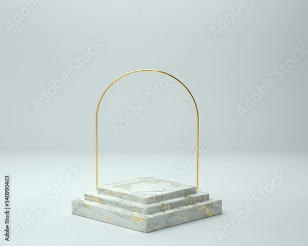 Obraz 3d render of background with a pedestal and a showcase, abstract minimal concept, blank space, simple clean design, minimalist mockup
