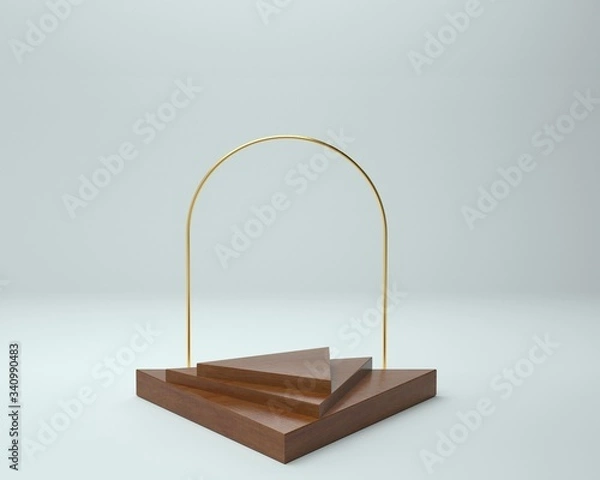 Obraz 3d render of background with a pedestal and a showcase, abstract minimal concept, blank space, simple clean design, minimalist mockup