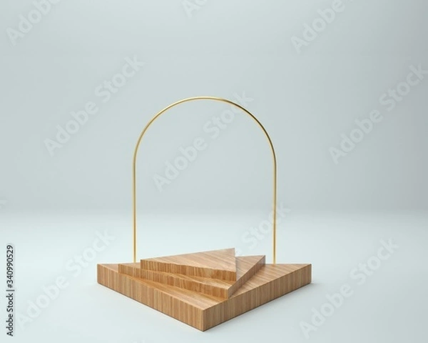 Obraz 3d render of background with a pedestal and a showcase, abstract minimal concept, blank space, simple clean design, minimalist mockup