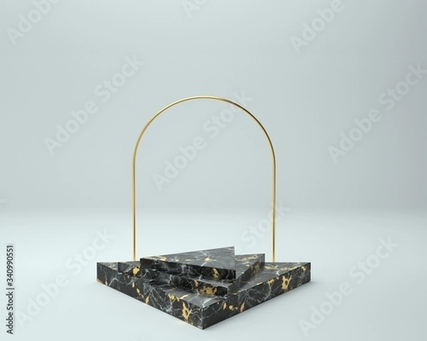 Obraz 3d render of background with a pedestal and a showcase, abstract minimal concept, blank space, simple clean design, minimalist mockup