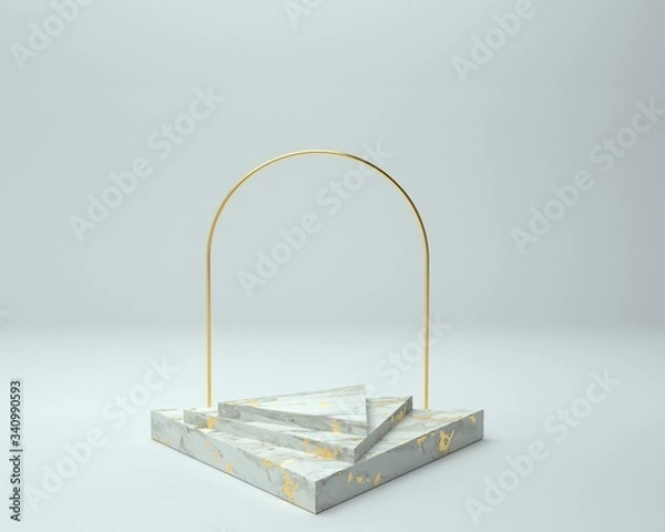 Obraz 3d render of background with a pedestal and a showcase, abstract minimal concept, blank space, simple clean design, minimalist mockup