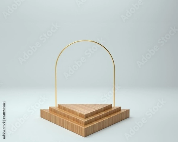Obraz 3d render of background with a pedestal and a showcase, abstract minimal concept, blank space, simple clean design, minimalist mockup