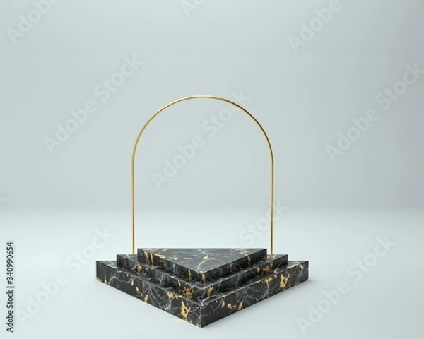 Obraz 3d render of background with a pedestal and a showcase, abstract minimal concept, blank space, simple clean design, minimalist mockup