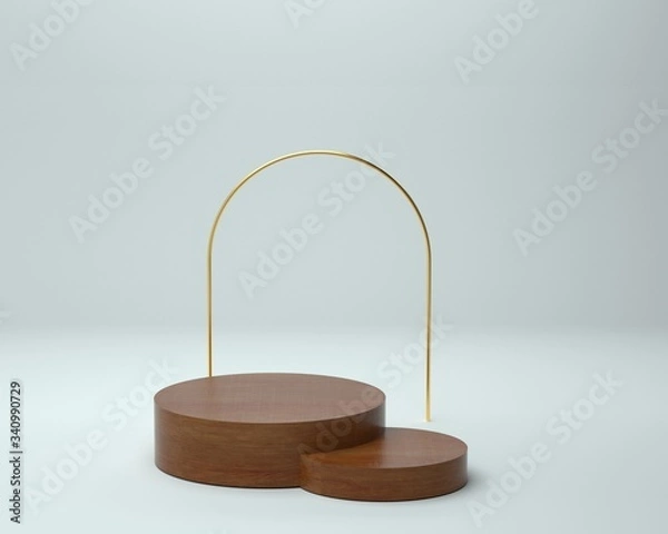Obraz 3d render of background with a pedestal and a showcase, abstract minimal concept, blank space, simple clean design, minimalist mockup