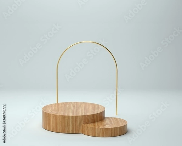 Obraz 3d render of background with a pedestal and a showcase, abstract minimal concept, blank space, simple clean design, minimalist mockup