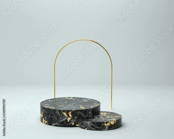 Obraz 3d render of background with a pedestal and a showcase, abstract minimal concept, blank space, simple clean design, minimalist mockup