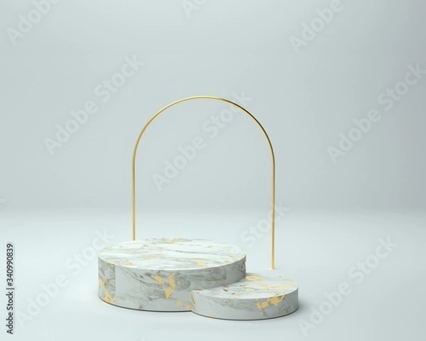 Obraz 3d render of background with a pedestal and a showcase, abstract minimal concept, blank space, simple clean design, minimalist mockup