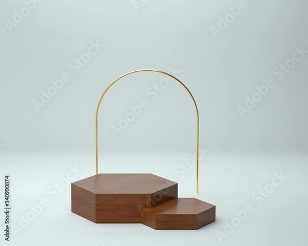 Obraz 3d render of background with a pedestal and a showcase, abstract minimal concept, blank space, simple clean design, minimalist mockup