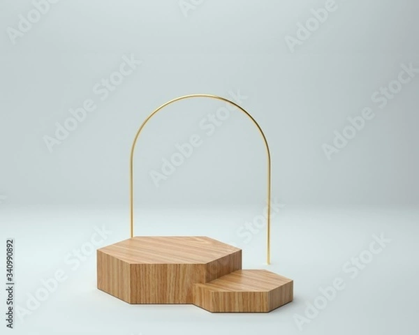 Obraz 3d render of background with a pedestal and a showcase, abstract minimal concept, blank space, simple clean design, minimalist mockup