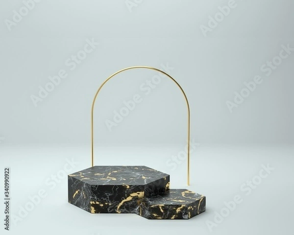 Obraz 3d render of background with a pedestal and a showcase, abstract minimal concept, blank space, simple clean design, minimalist mockup